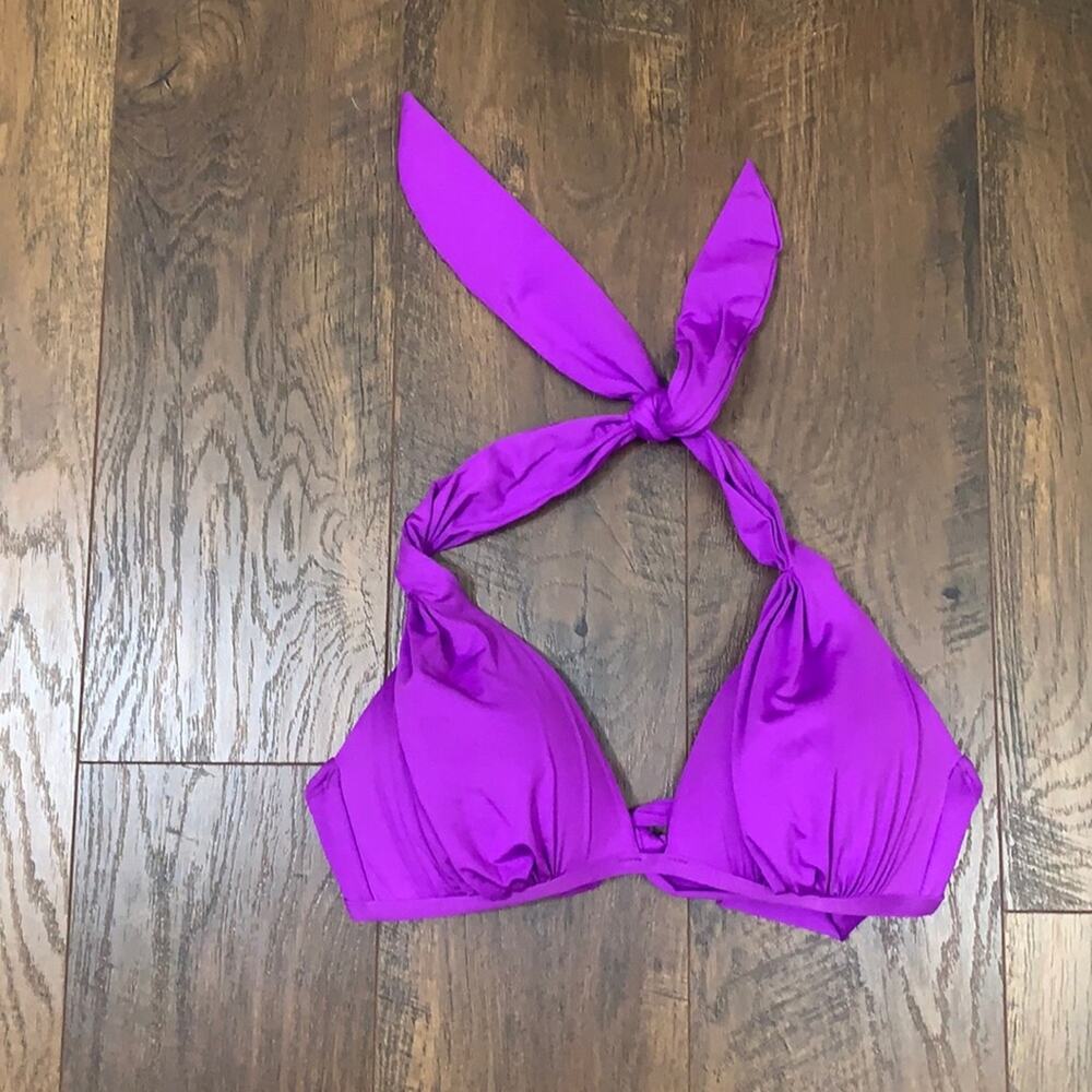 Kenneth Cole Padded Tie Purple Halter Bikini Top